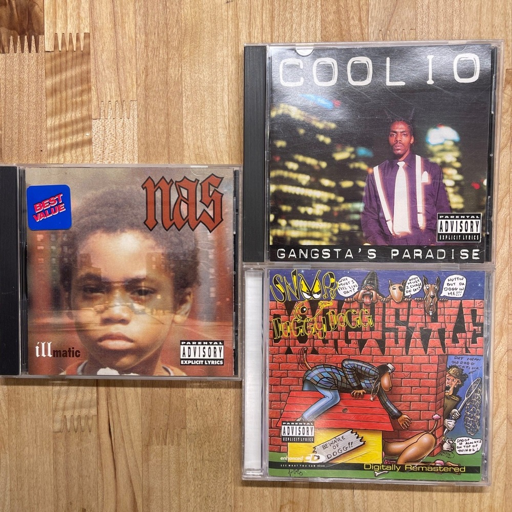 90s Hip Hop CD Lot Nas Illmatic Coolio Gangsta's Paradise Snoop Dogg Doggystyle